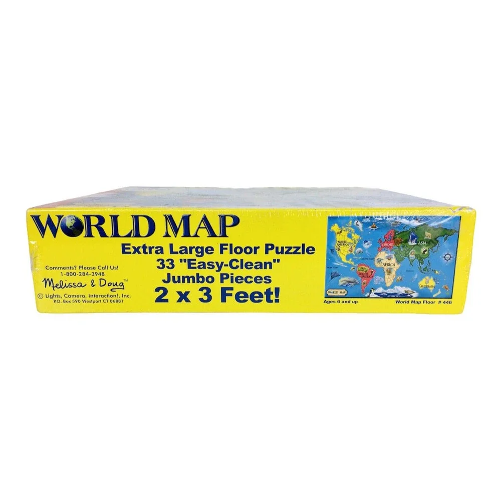Melissa & Doug Jumbo World Map Floor Puzzle Learning 33 Pieces 2'x3' NIB Sealed
